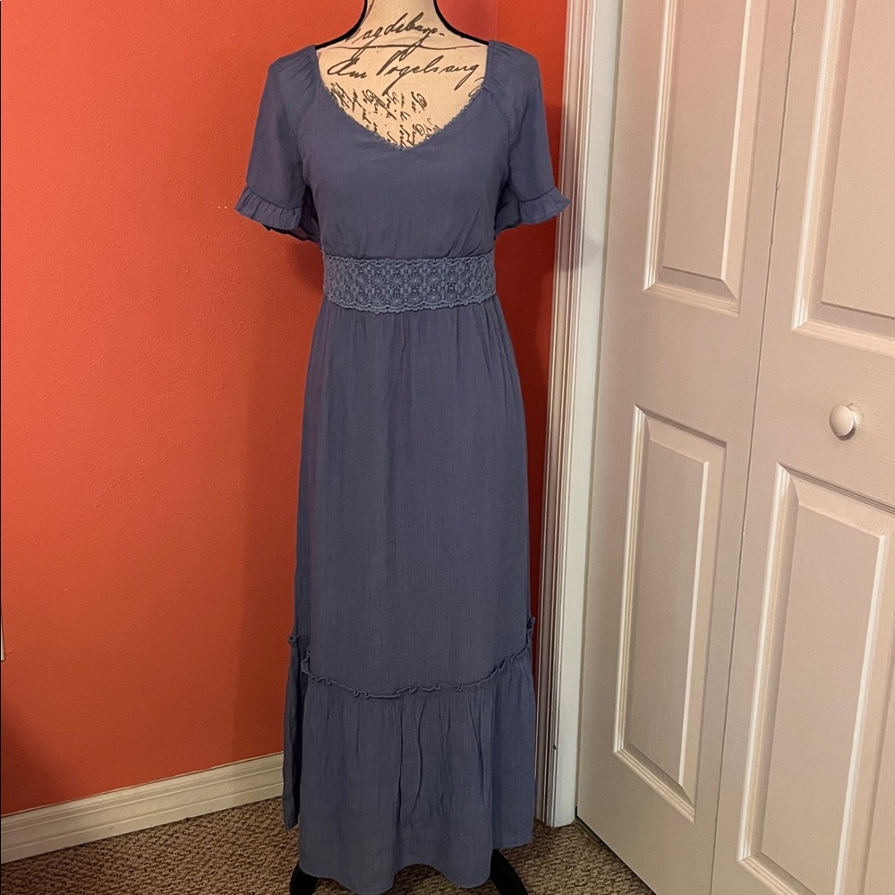 Luxology Slate Blue Textured Dress